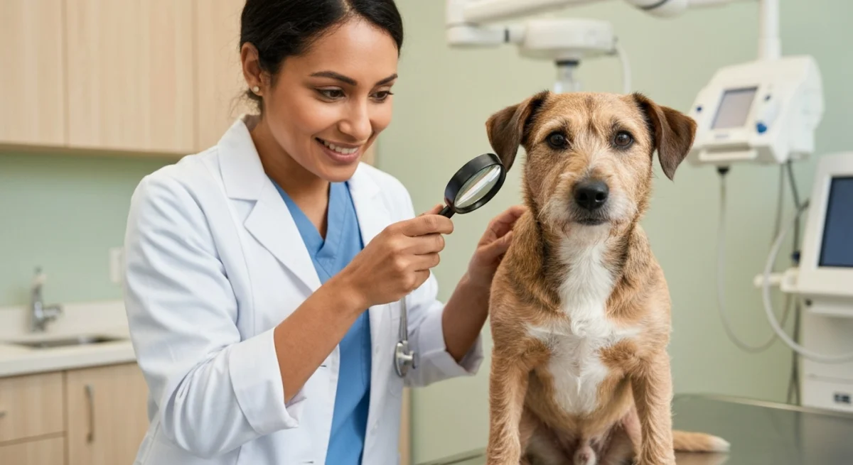 Un coussin gris posé au sol dans un angle de salon, près d'une fenêtre en fin d'après-midi, un chien couché à côté et une paire de chaussons rangée contre le mur, cadrage large à h