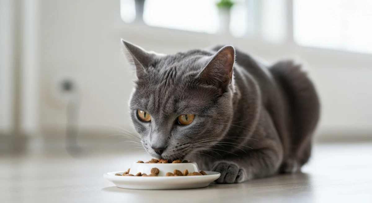 Chat adulte mangeant des croquettes de qualité : importance d une bonne alimentation féline